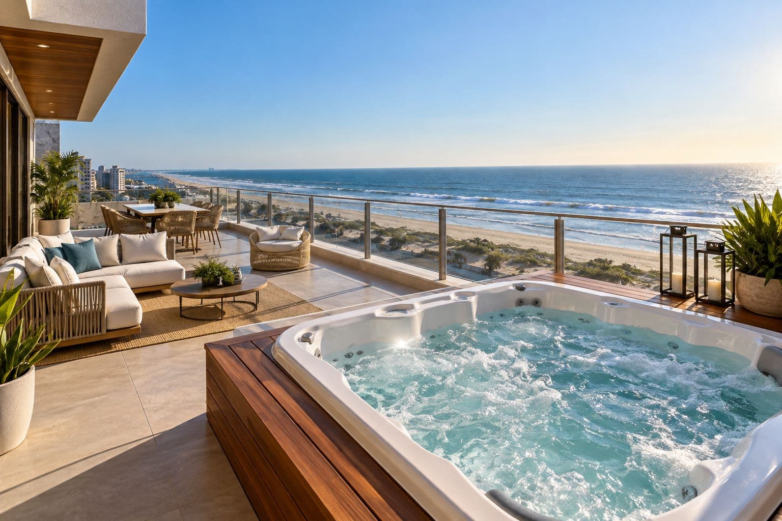 Terraço com vista para o mar no litoral norte gaúcho